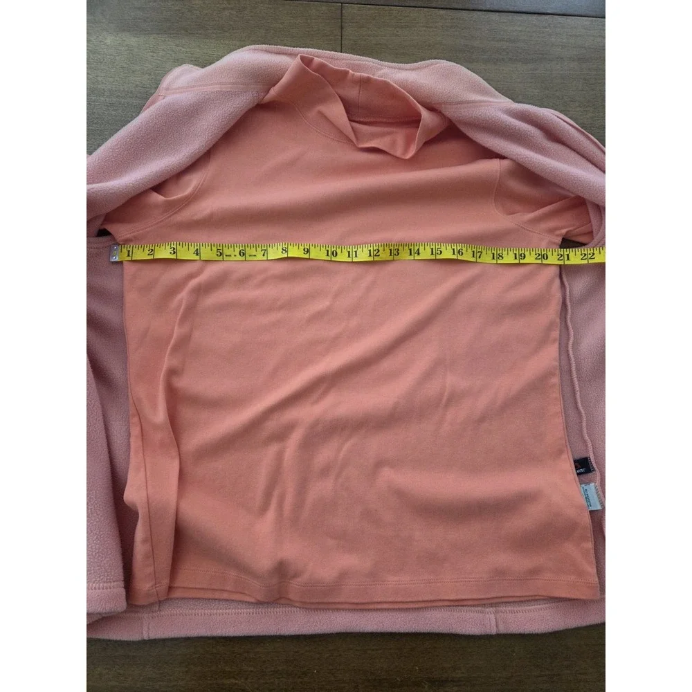 Women's ll Bean Fleece Vest‎ Two Piece Set Mock Turtleneck L/XL Orange Peach